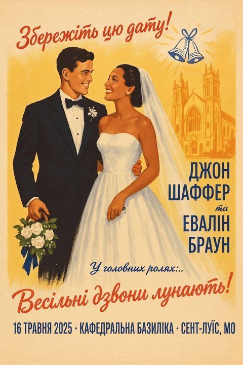 Оригінальні вінтажні запрошення на весілля у стилі ретро-кіноафіші, Жовтий
